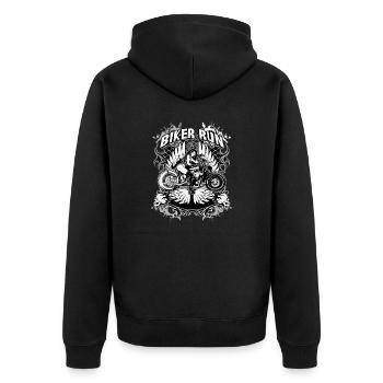 Biker - Unisex Premium Bio Zip Hoodie - Schwarz - Hinten - Nico (187cm)