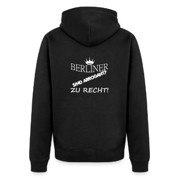 Berlin Souvenir Touristen Hauptstadt Metropole BLN - Unisex Premium Bio Zip Hoodie - Schwarz - Hinten - Nico (187cm)