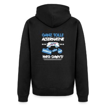 AfD stoppen gegen rechts Demokratie verteidigen - Unisex Premium Bio Zip Hoodie - Schwarz - Hinten - Nico (187cm)