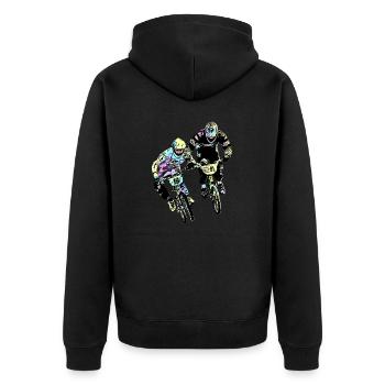 BMX - Unisex Premium Bio Zip Hoodie - Schwarz - Hinten - Nico (187cm)