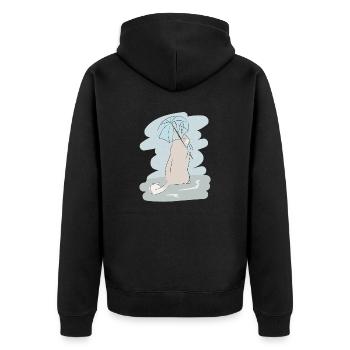 Illustriertes Design mit Viscacha - Unisex Premium Bio Zip Hoodie - Schwarz - Hinten - Nico (187cm)
