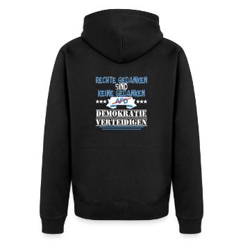 AfD stoppen gegen rechts Demokratie verteidigen - Unisex Premium Bio Zip Hoodie - Schwarz - Hinten - Nico (187cm)