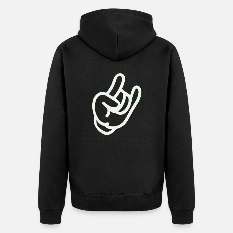 rock hand - Unisex Premium Bio Zip Hoodie - Schwarz