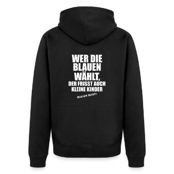AfD stoppen gegen rechts Demokratie verteidigen - Unisex Premium Bio Zip Hoodie - Schwarz - Hinten - Nico (187cm)