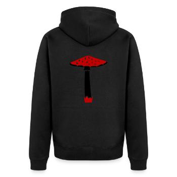 Pilz02 - Unisex Premium Organic Zip Hoodie - black - Back - Nico (187cm)