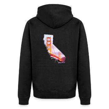 Golden Gate Bridge sur la carte de la Californie - Veste à capuche bio Premium Unisexe - noir - Dos - Nico (187cm)