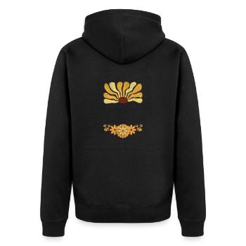 Retro Vibes Flower Power - Unisex Premium Bio Zip Hoodie - Schwarz - Hinten - Nico (187cm)