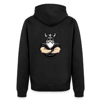 Wikinger Sonnenbrille - Unisex Premium Bio Zip Hoodie - Schwarz - Hinten - Nico (187cm)