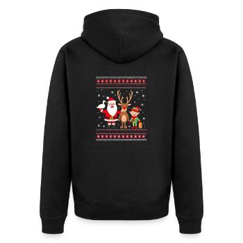 Ugly Christmas Santa Dabbing Elf Rentier - Unisex Premium Bio Zip Hoodie - Schwarz - Hinten - Nico (187cm)
