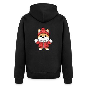 Samoyed Dog Cartoon - Unisex Premium Organic Zip Hoodie - black - Back - Nico (187cm)