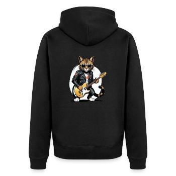 Cat Rocker Cat HardRock Gift - Veste à capuche bio Premium Unisexe - noir - Dos - Nico (187cm)