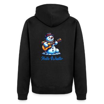Snowman Guitar Winter - Unisex Premium Organic Zip Hoodie - black - Back - Nico (187cm)