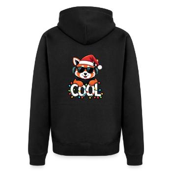 Cooler Roter Panda - Weihnachten - Unisex Premium Bio Zip Hoodie - Schwarz - Hinten - Nico (187cm)