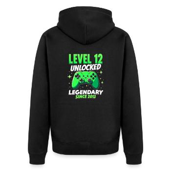 Niveau 12 Anniversaire Jeune Gamer Drôle 2013 - Veste à capuche bio Premium Unisexe - noir - Dos - Nico (187cm)