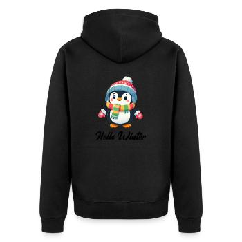 Penguin Comic Winter - Unisex Premium Organic Zip Hoodie - black - Back - Nico (187cm)