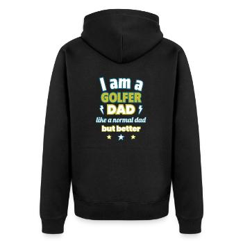 Papa GOLFER,Vatertagsgeschenk,Golf,Sport - Unisex Premium Bio Zip Hoodie - Schwarz - Hinten - Nico (187cm)