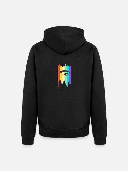LGBT Rainbow Face - Unisex Premium Organic Zip Hoodie - black