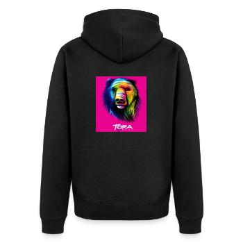 The pink Bär - Tier Porträt Pop Art Style - v1 - Unisex Premium Bio Zip Hoodie - Schwarz - Hinten - Nico (187cm)