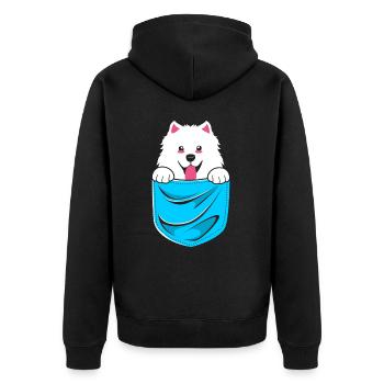 Samojede - Unisex Premium Bio Zip Hoodie - Schwarz - Hinten - Nico (187cm)