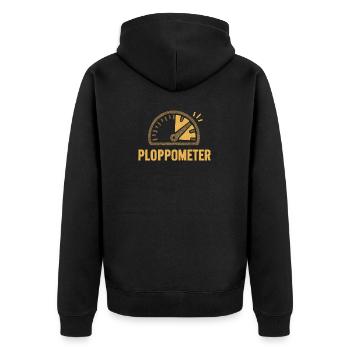 PLOPPOMETER - Unisex Premium Bio Zip Hoodie - Schwarz - Hinten - Nico (187cm)