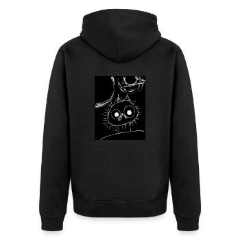 Katze im Weltraum - Unisex Premium Bio Zip Hoodie - Schwarz - Hinten - Nico (187cm)