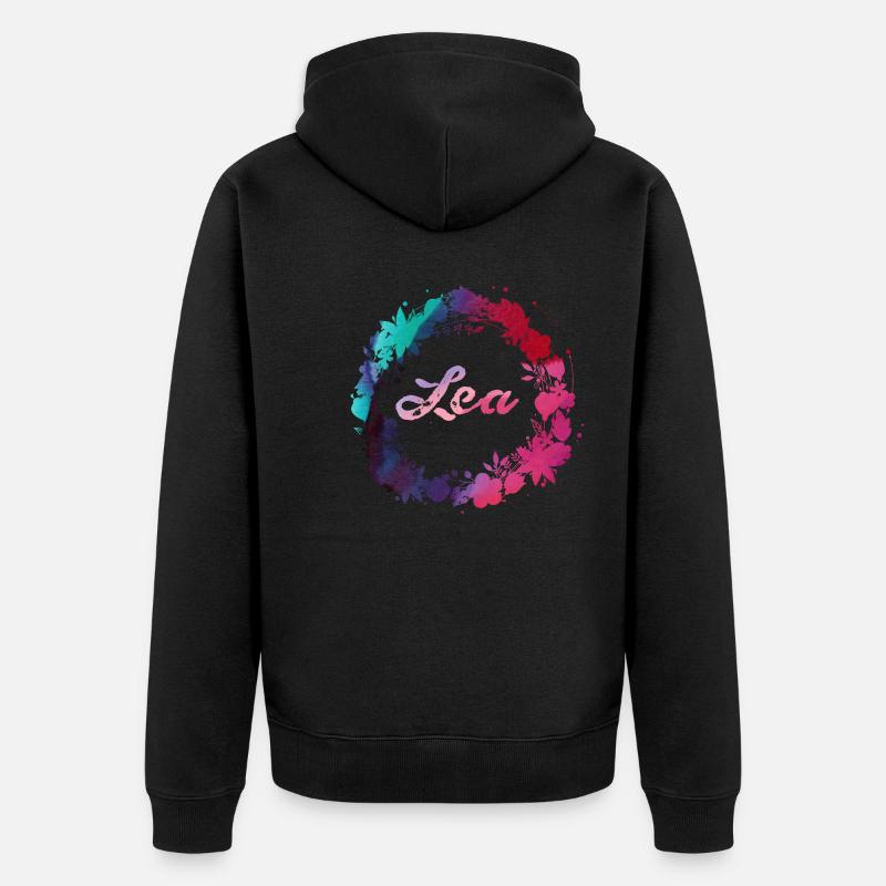lea,fleurs,couronne de fleurs,floral,illustration - Veste à capuche bio Premium Unisexe - noir
