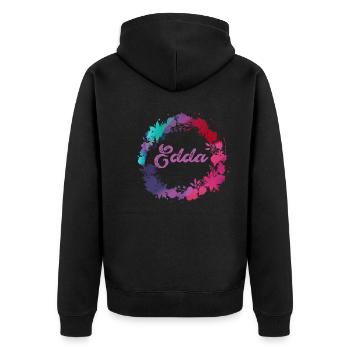 edda,blumen,blumenkranz,floral,illustration - Unisex Premium Bio Zip Hoodie - Schwarz - Hinten - Nico (187cm)