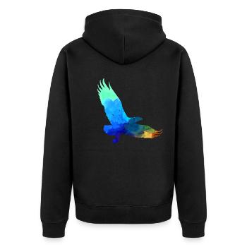 eagle,watercolor,blue,colorful,painting,bird,turquoise - Unisex Premium Organic Zip Hoodie - black - Back - Nico (187cm)
