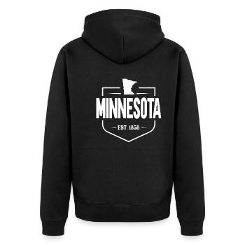 Minnesota - Unisex Premium Organic Zip Hoodie - black - Back - Nico (187cm)