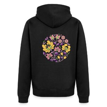 Hungarian flowers, colorful, colorful flowers,tendrils,circle - Unisex Premium Organic Zip Hoodie - black - Back - Nico (187cm)