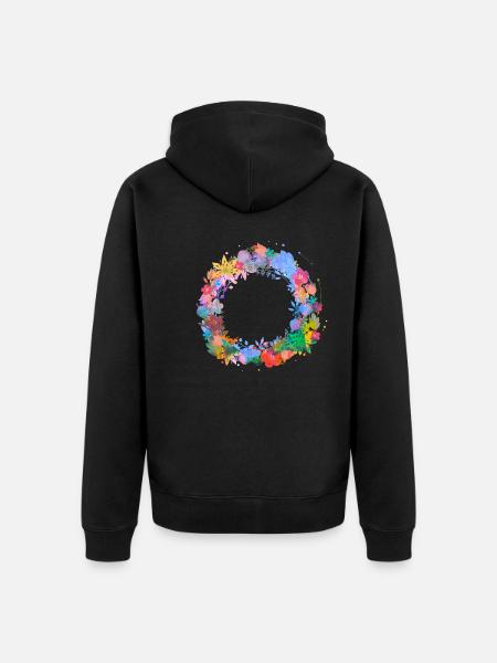 blumenkranz,leer, kranz,graffti,bunt,blumen - Unisex Premium Bio Zip Hoodie - Schwarz