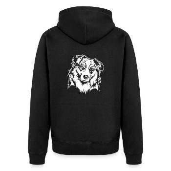 AUSTRALIAN SHEPHERD Dogs Portrait Dog Wilsigns - Unisex Premium Organic Zip Hoodie - black - Back - Nico (187cm)