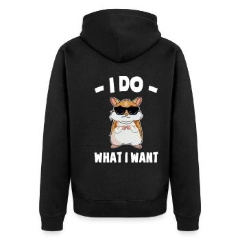 Hamster Liebhaber | Haustiere Nagetiere Geschenke - Unisex Premium Bio Zip Hoodie - Schwarz - Hinten - Nico (187cm)
