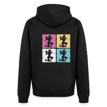 Woman at the dumbbell workout in the gym - Unisex Premium Organic Zip Hoodie - black - Back - Nico (187cm)
