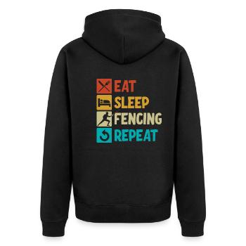 Fechten - Unisex Premium Bio Zip Hoodie - Schwarz - Hinten - Nico (187cm)