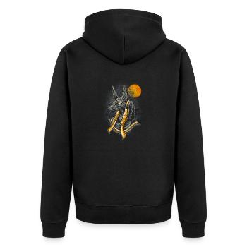 anubis - Unisex Premium Bio Zip Hoodie - Schwarz - Hinten - Nico (187cm)