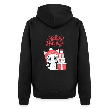 cat christmas - Merry Christmas cats tshirt - Unisex Premium Organic Zip Hoodie - black - Back - Nico (187cm)