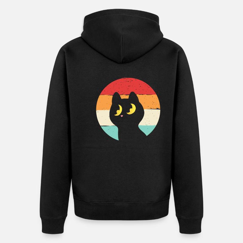 Chat Rétro - Veste à capuche bio Premium Unisexe - noir