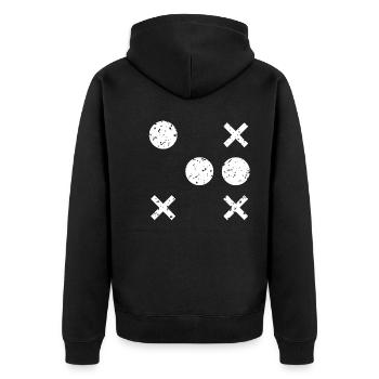 Tic Tac Toe Retro - Unisex Premium Bio Zip Hoodie - Schwarz - Hinten - Nico (187cm)