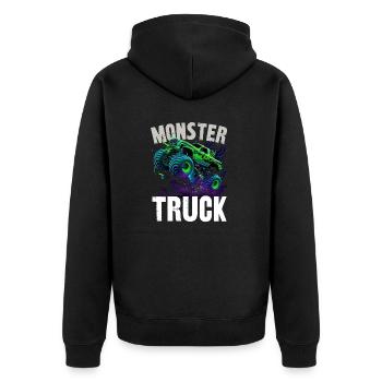Monstertruck - Unisex Premium Bio Zip Hoodie - Schwarz - Hinten - Nico (187cm)