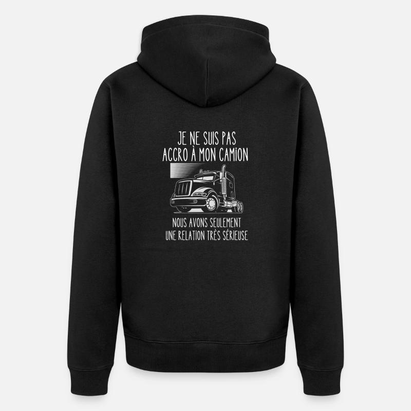 accro à mon camion - Veste à capuche bio Premium Unisexe - noir