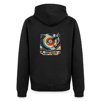 retro record player music lp vinyl record old - Unisex Premium Organic Zip Hoodie - black - Back - Nico (187cm)
