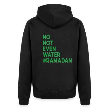 No not even water Ramadan - Unisex Premium Organic Zip Hoodie - black - Back - Nico (187cm)