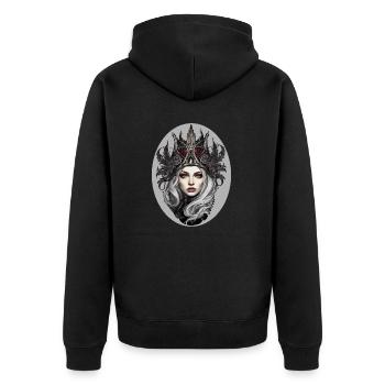 Goth Girl Gothic Mystisch Horror Krone - Unisex Premium Bio Zip Hoodie - Schwarz - Hinten - Nico (187cm)