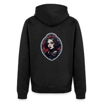Goth Girl Gothic Rot Vampir Mystisch - Unisex Premium Bio Zip Hoodie - Schwarz - Hinten - Nico (187cm)