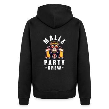 Malle Party Crew Affe Mallorca - Unisex Premium Bio Zip Hoodie - Schwarz - Hinten - Nico (187cm)