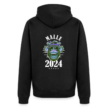 Malle 2024 Fête Singe Majorque - Veste à capuche bio Premium Unisexe - noir - Dos - Nico (187cm)