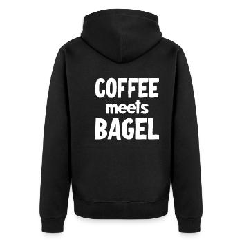 Le café rencontre Bagel - Veste à capuche bio Premium Unisexe - noir - Dos - Nico (187cm)