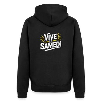 Vive le samedi - Veste à capuche bio Premium Unisexe - noir - Dos - Nico (187cm)