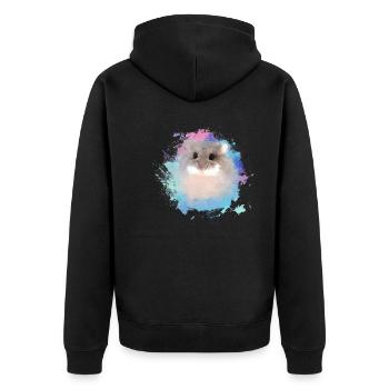 zwerghamster,hamster,bunt,graffiti,malerei - Unisex Premium Bio Zip Hoodie - Schwarz - Hinten - Nico (187cm)